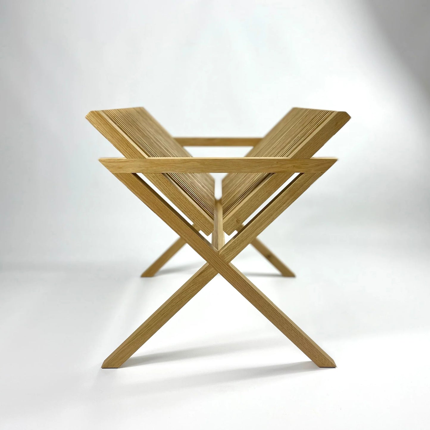 Wooden vinyl stand front view