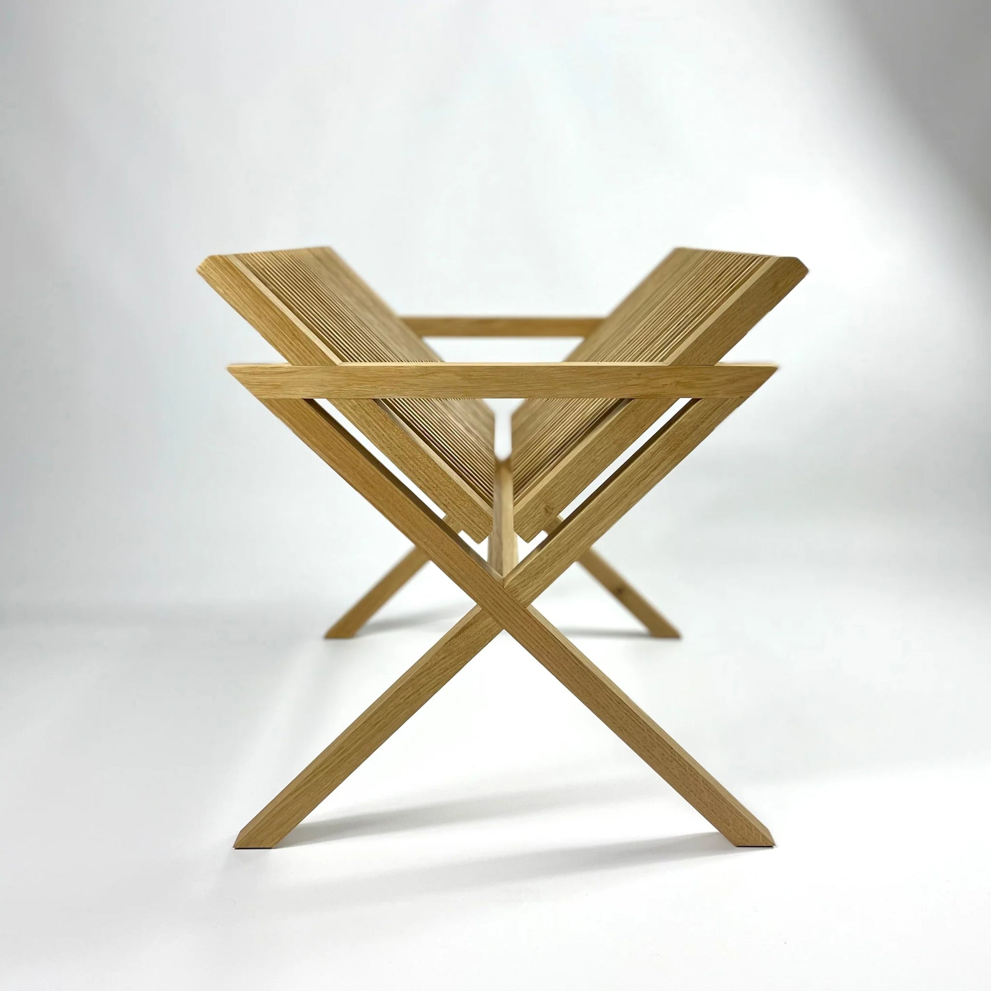 Wooden vinyl stand front view