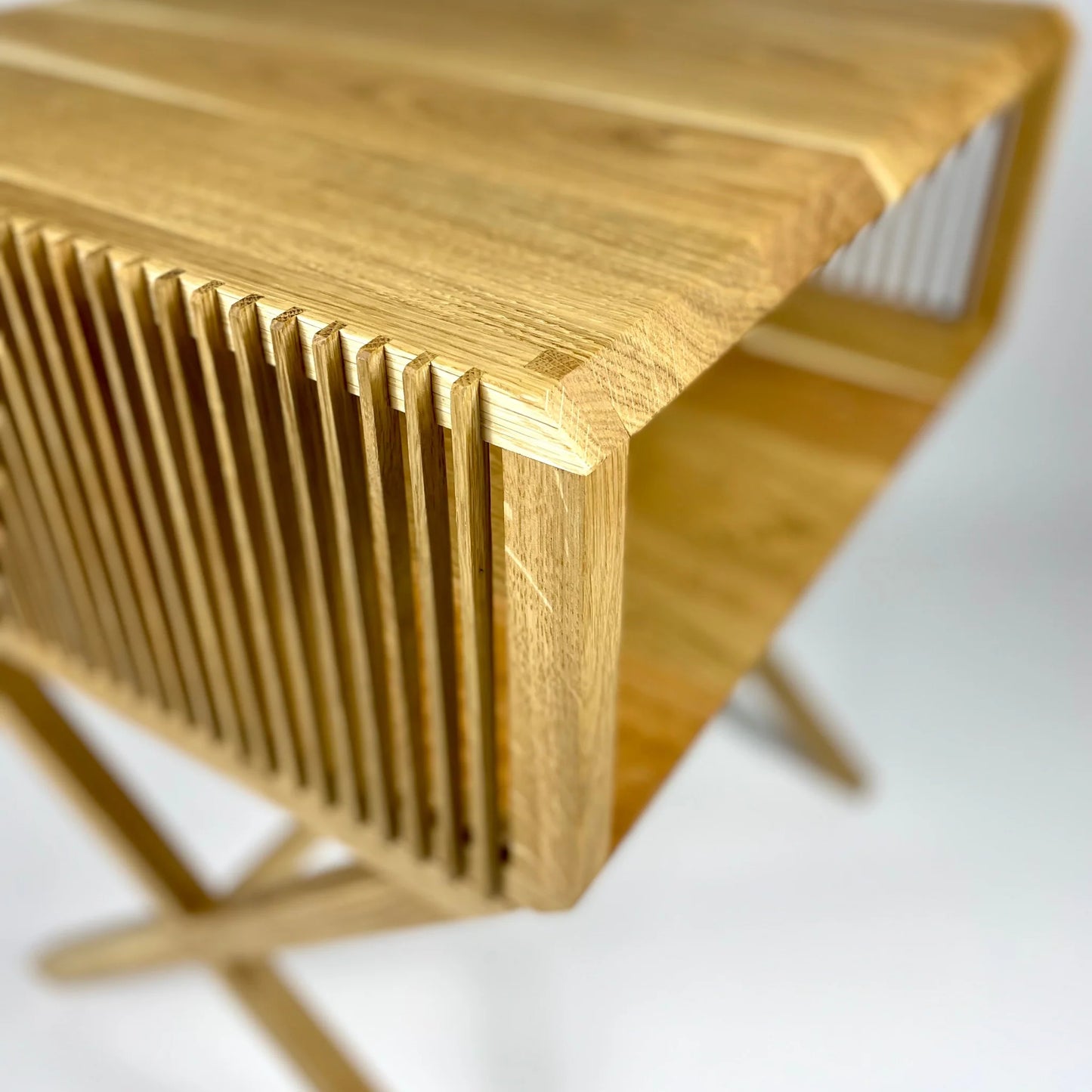 Wooden audio table on a white background