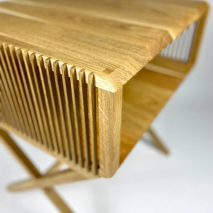 Wooden audio table on a white background